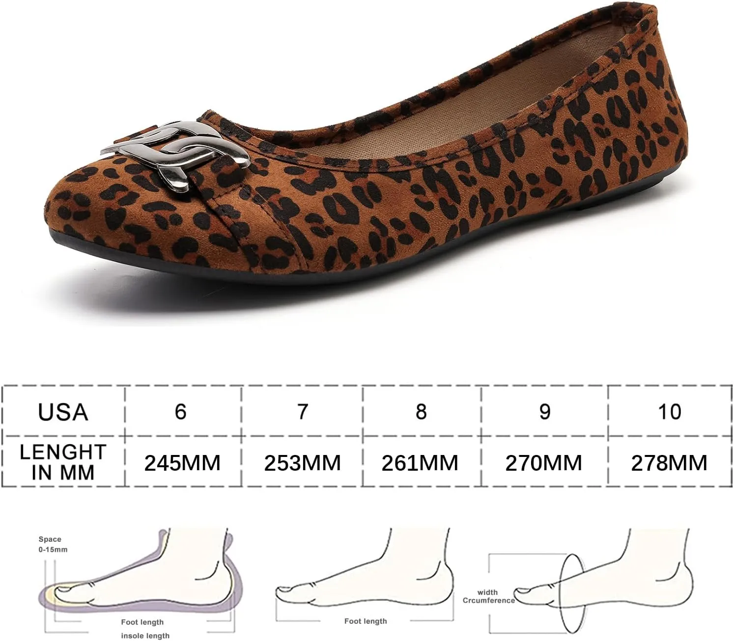 Women's Ballet Flats Dress Shoes for Women, Women Classic Round Toe Slip On Flat Walking Shoes, Women Casual Comfortable Soft Knit Black Leopard Flats Shoes