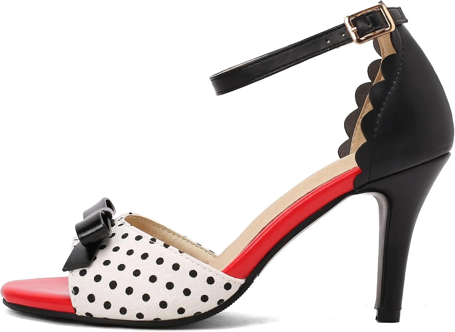 Women's Bow Polka Dot sLace Stiletto High Heels Sandals
