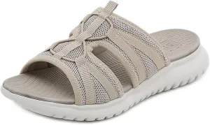 Women's Casual Walking Sports Athletic Slide Sandals Comfortable Slip On Yoga Mat Outdoor Lightweight Summer Beach Slippers