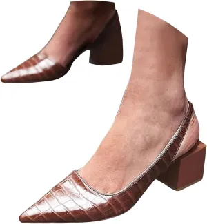 Women's Chunky Block Heels Shiny Pointed Toe Chunky High Heel Mules Trendy Slip-On Sandals Classic Retro Fashionable Footwear for Spring Summer Wedding Dress Shoes