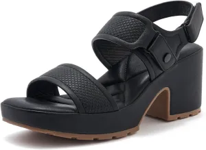 Women's Chunky High Heel Sandals - Round Open Toe Platform Dress Sandals with Adjustable Hook Loop | Comfortable Lightweight Anti-Slip for Office Party & Walking