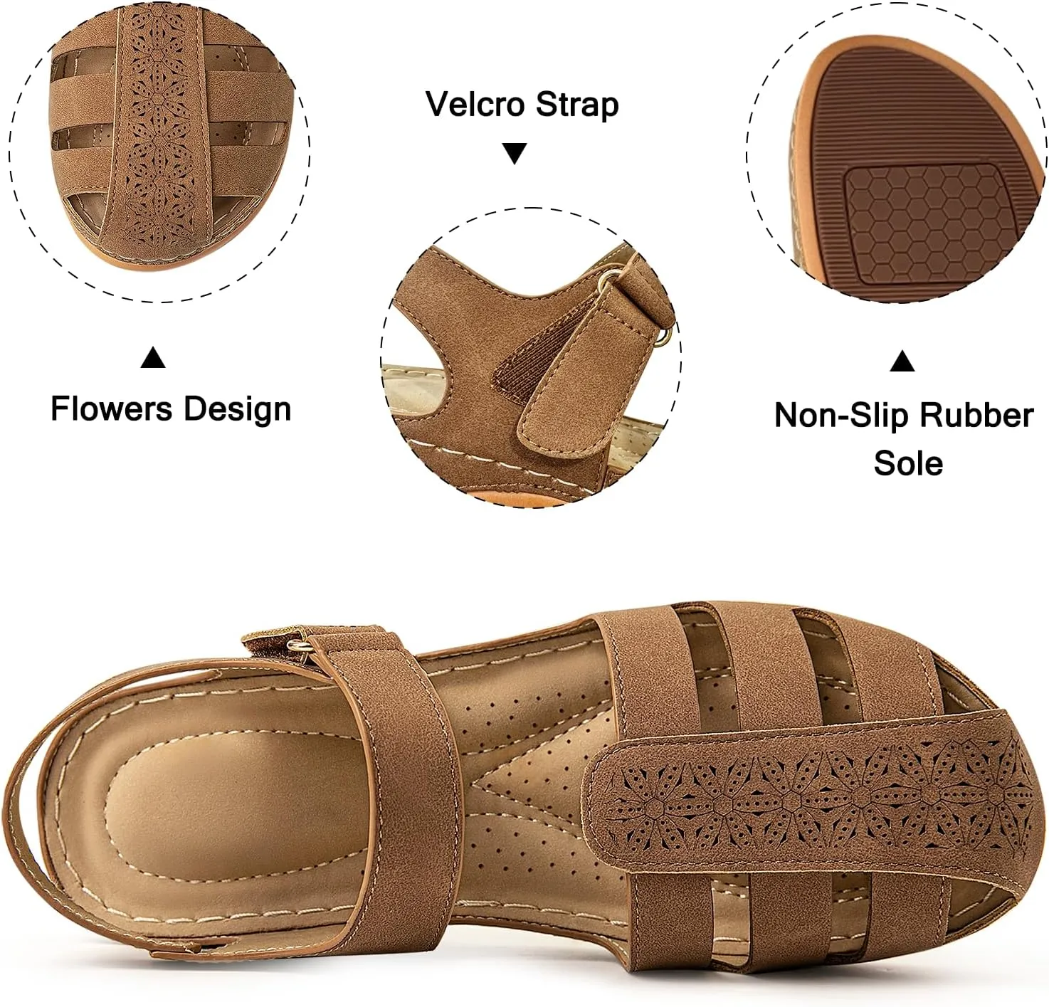Women's Closed Toe Wedge Sandals - Dressy Summer Fisherman Sandals Comfortable