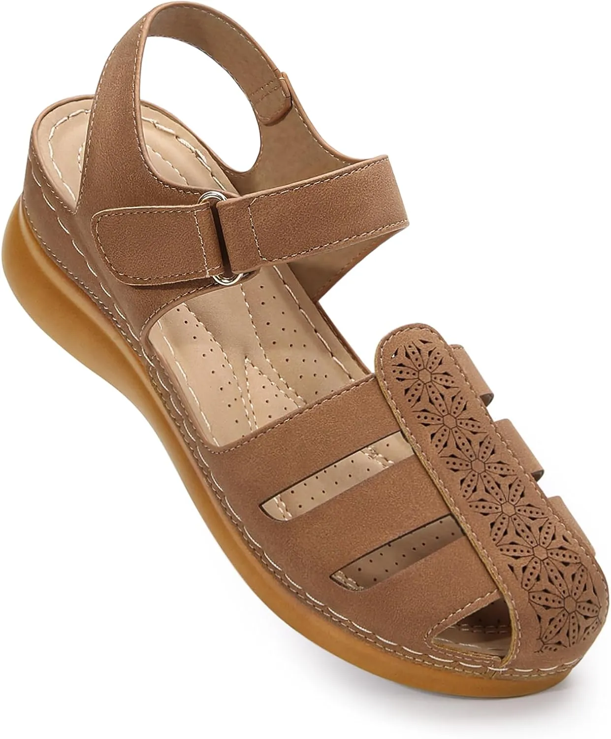 Women's Closed Toe Wedge Sandals - Dressy Summer Fisherman Sandals Comfortable