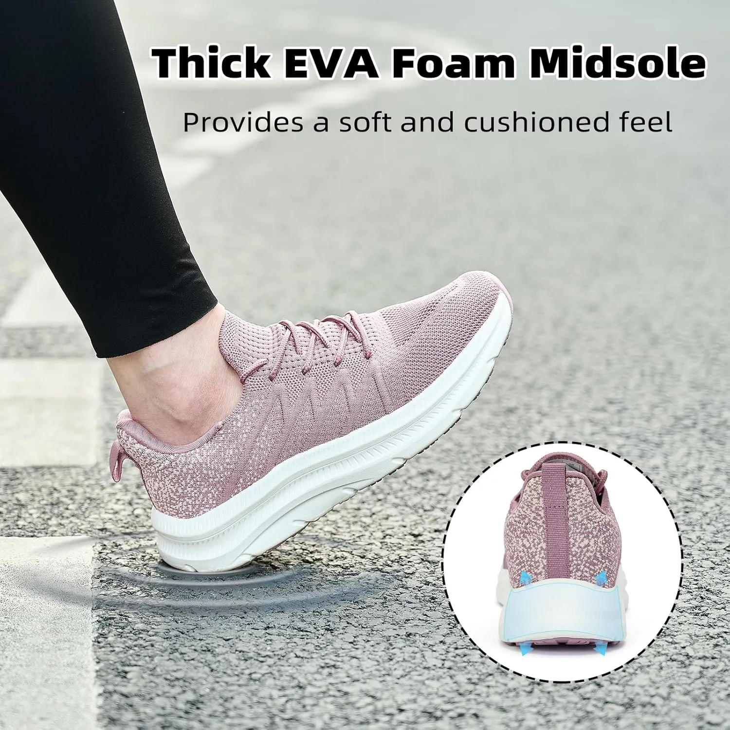 Women's Cushioning Running Shoes - Slip on Memory Foam Comfortable Walking Tennis Sneakers Ladies Athletic Gym Workout Sport Jogging Shoe Lightweight