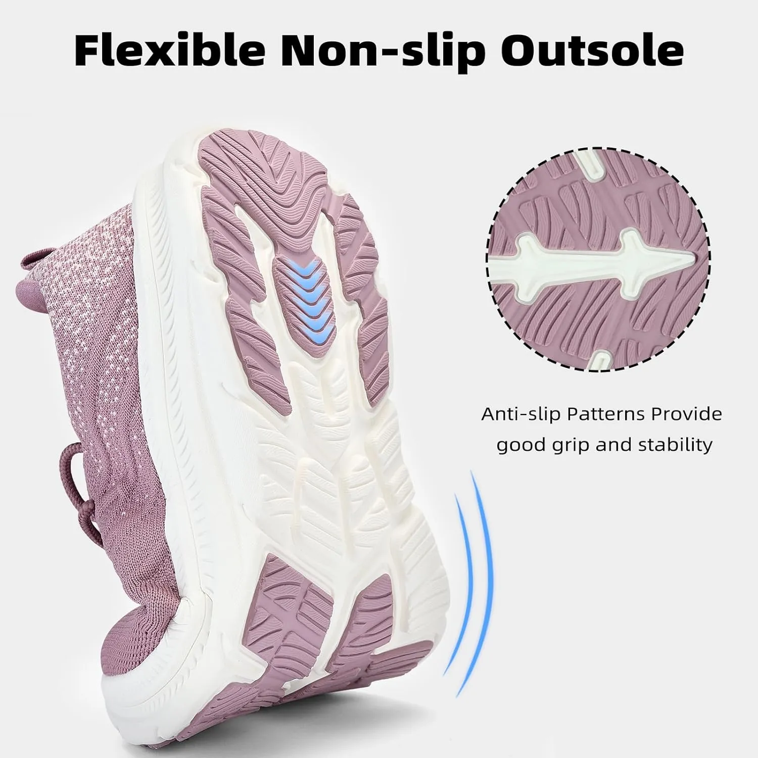 Women's Cushioning Running Shoes - Slip on Memory Foam Comfortable Walking Tennis Sneakers Ladies Athletic Gym Workout Sport Jogging Shoe Lightweight