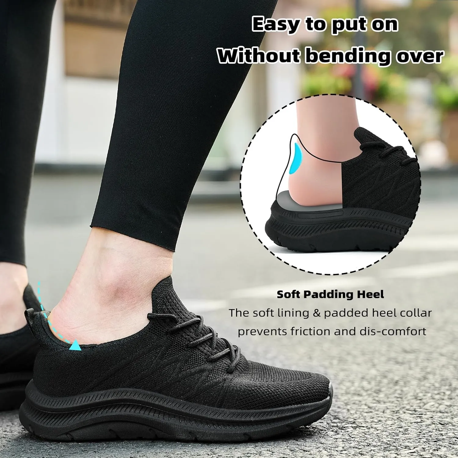 Women's Cushioning Running Shoes - Slip on Memory Foam Comfortable Walking Tennis Sneakers Ladies Athletic Gym Workout Sport Jogging Shoe Lightweight