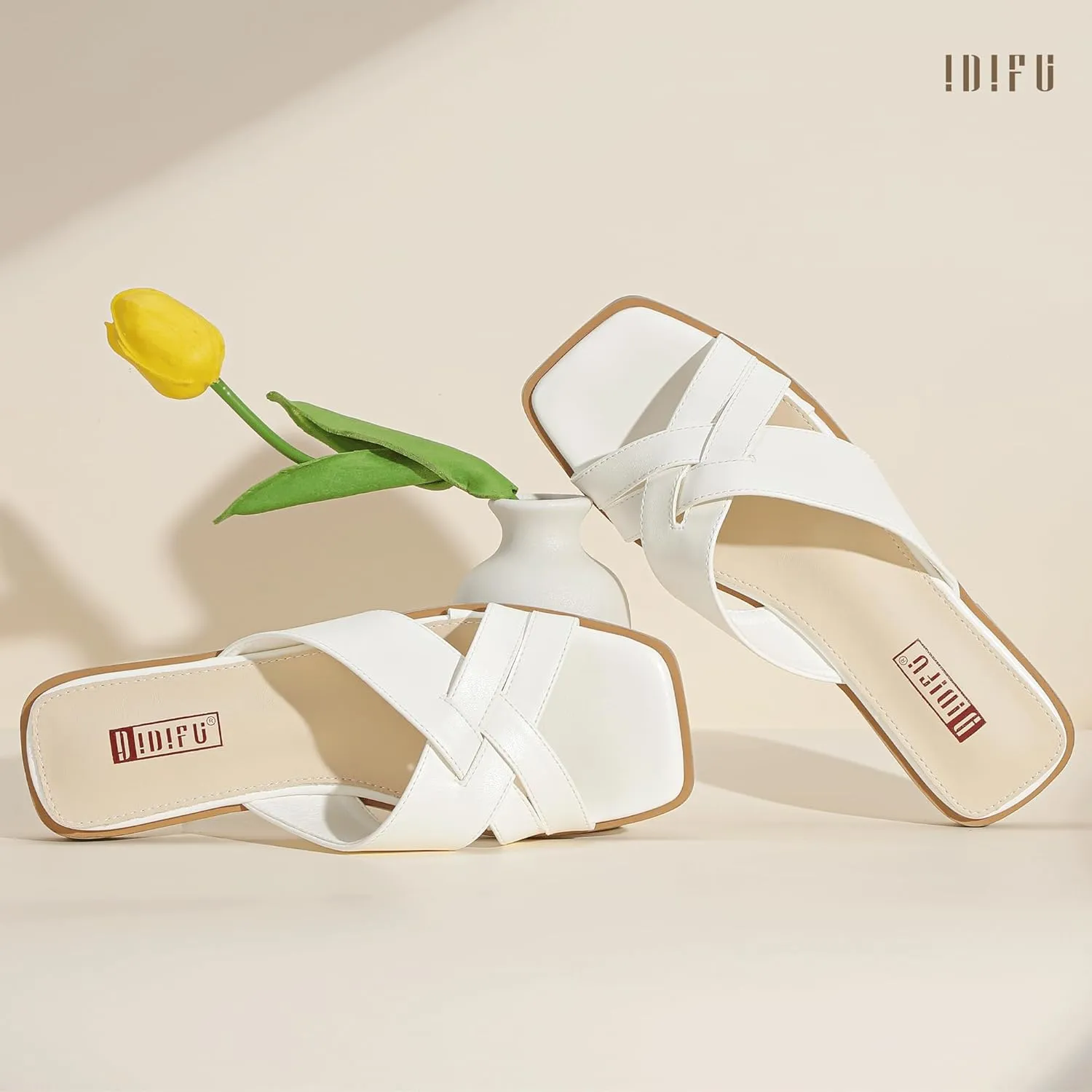 Women's Flat Sandals Strappy Slip On Open Square Toe Cross Strap Comfortable Summer Dressy Cute Ladies Casual Trendy Fancy Beach Shoes Dress Slide Sandals