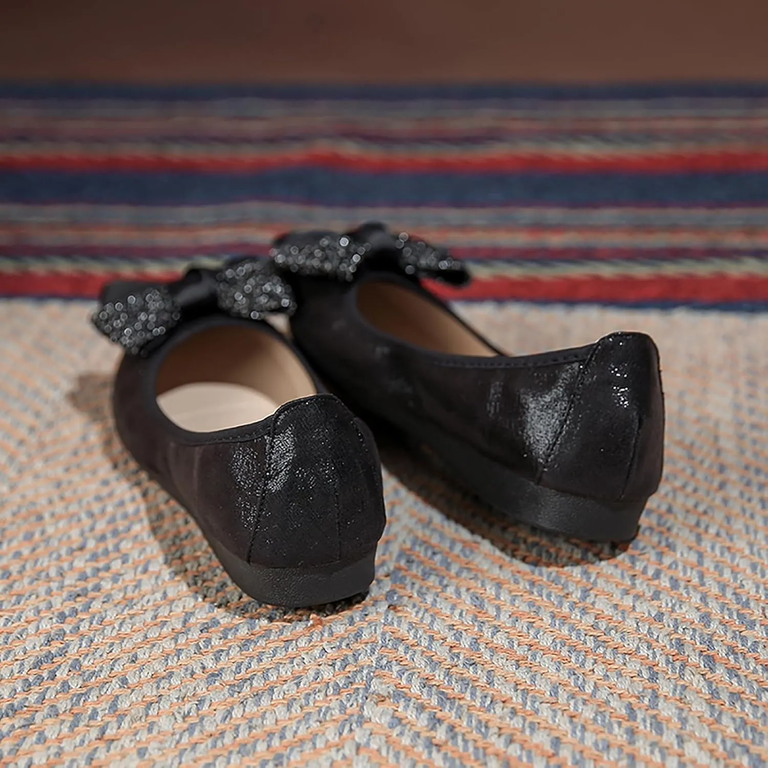 Women's Flats, Foldable Ballet Flats for Women, Fashion Bow Tie Pionted Toe Comfort Lightweight Slip-On Dress Shoes