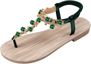 Womens Flip Flops Yoga Mat Comfortable Non Slip Casual Summer Beach Thong Sandals Dress Ankle Elastic Jeweled Bohemian Flats