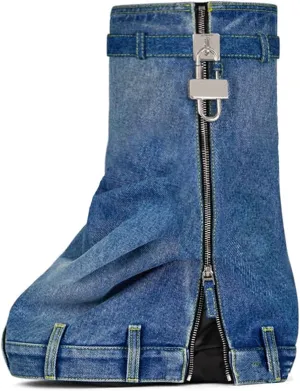 Women's Fold Over Knee High Denim Boots with Zipper Lock