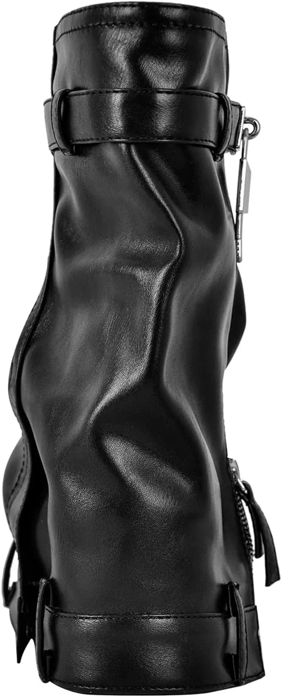 Women's Fold Over Knee High Denim Boots with Zipper Lock