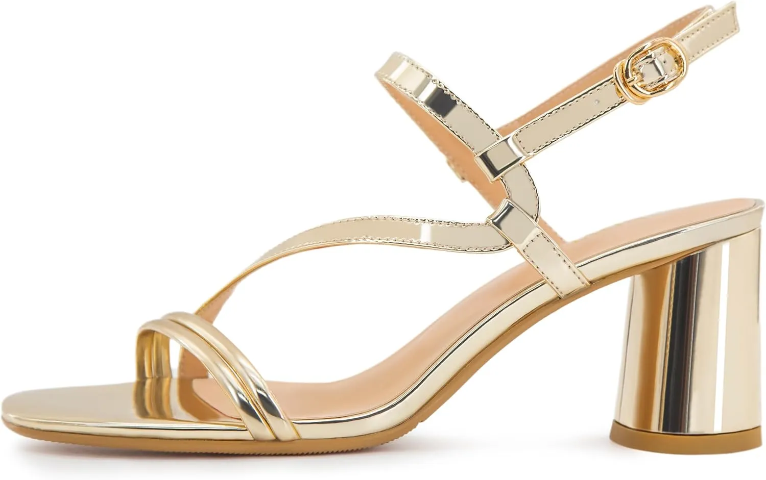 Women's Heeled Sandals Chunky Block Strappy Heels Square Open Toe Ankle Strap Party Homecoming Dress Shoes