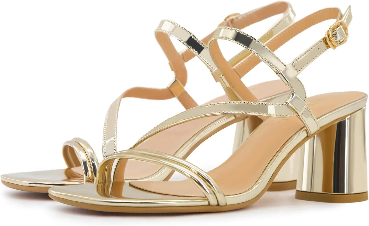 Women's Heeled Sandals Chunky Block Strappy Heels Square Open Toe Ankle Strap Party Homecoming Dress Shoes