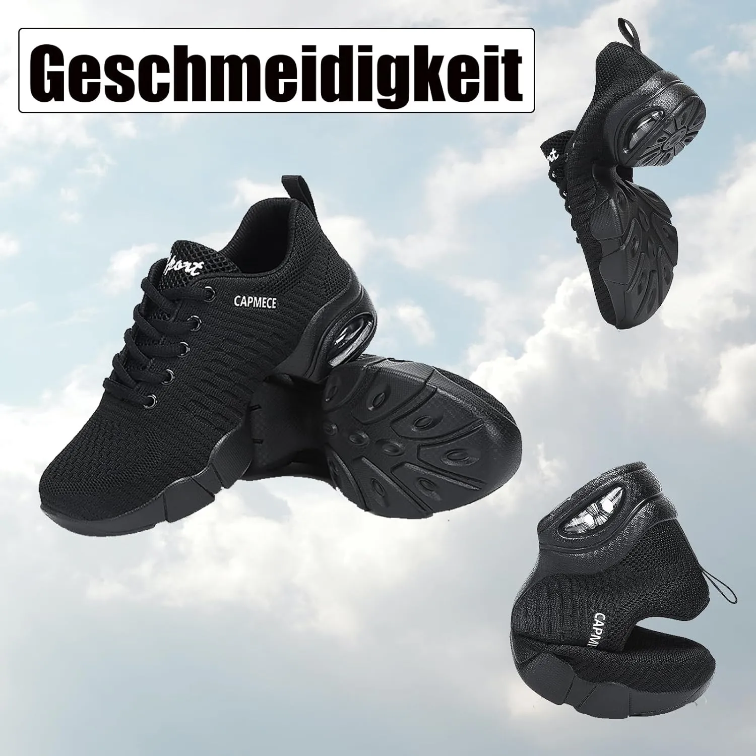 Women's Jazz Shoes Lace-up Sneakers - Breathable Air Cushion Lady Split Sole Athletic Walking Dance Shoes Platform