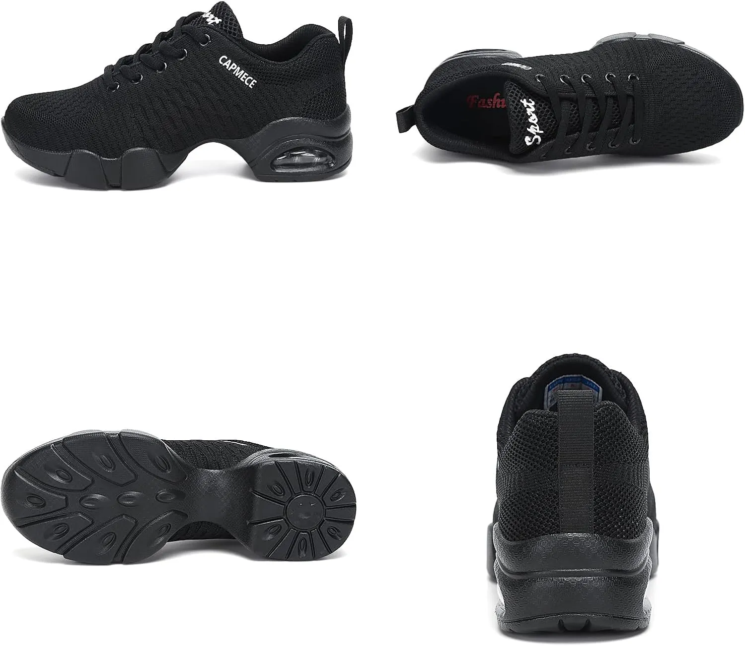 Women's Jazz Shoes Lace-up Sneakers - Breathable Air Cushion Lady Split Sole Athletic Walking Dance Shoes Platform