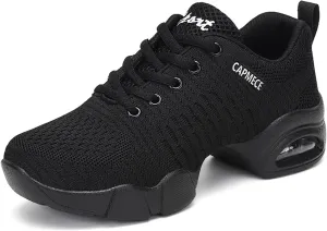 Women's Jazz Shoes Lace-up Sneakers - Breathable Air Cushion Lady Split Sole Athletic Walking Dance Shoes Platform