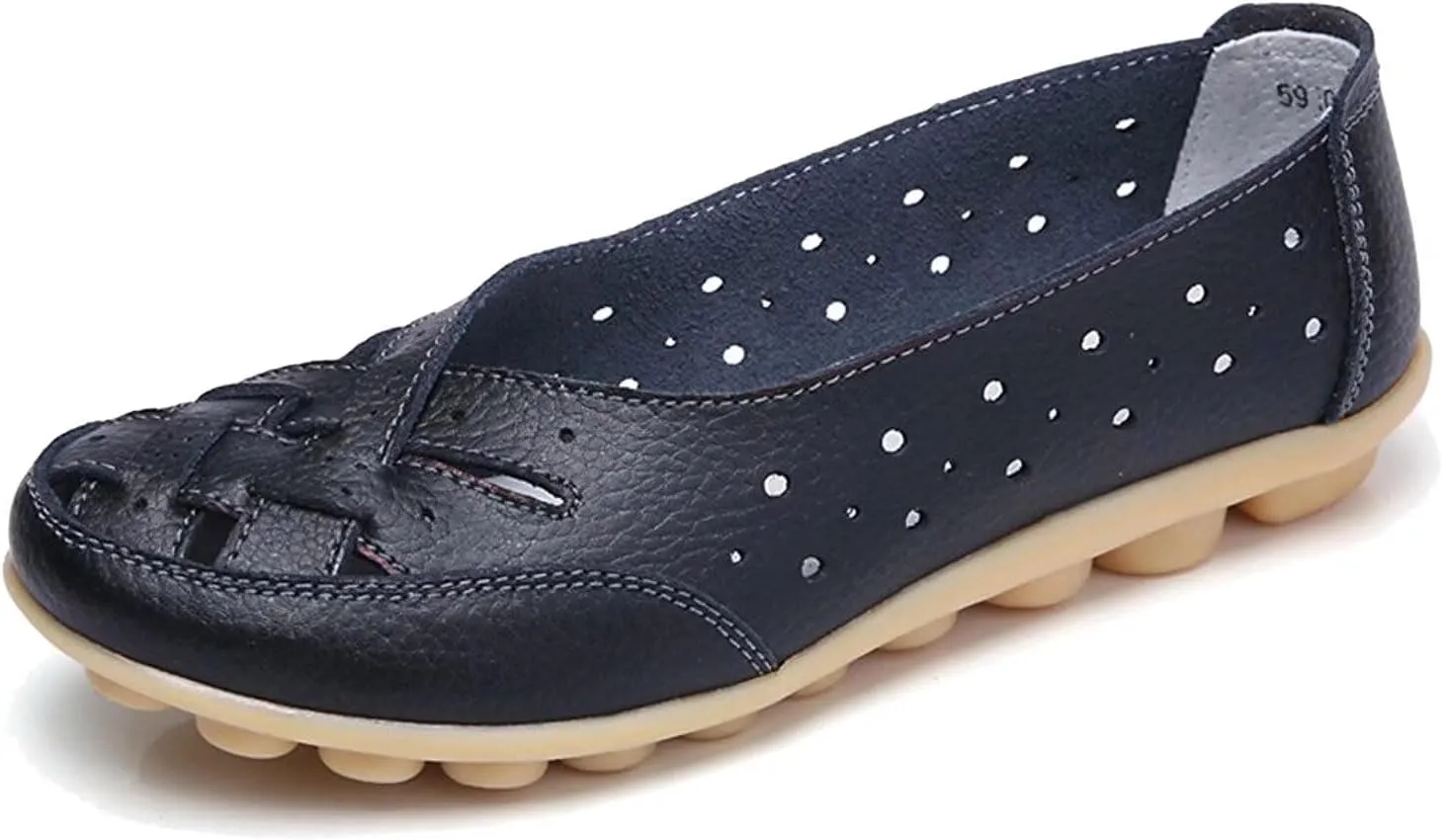 Women's Leather Driving Shoes Slipper Loafers Flats Slip-On Cutout Sandals
