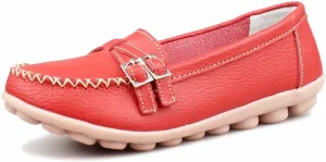 Women's Leather Loafers Moccasin Shoes Slip On