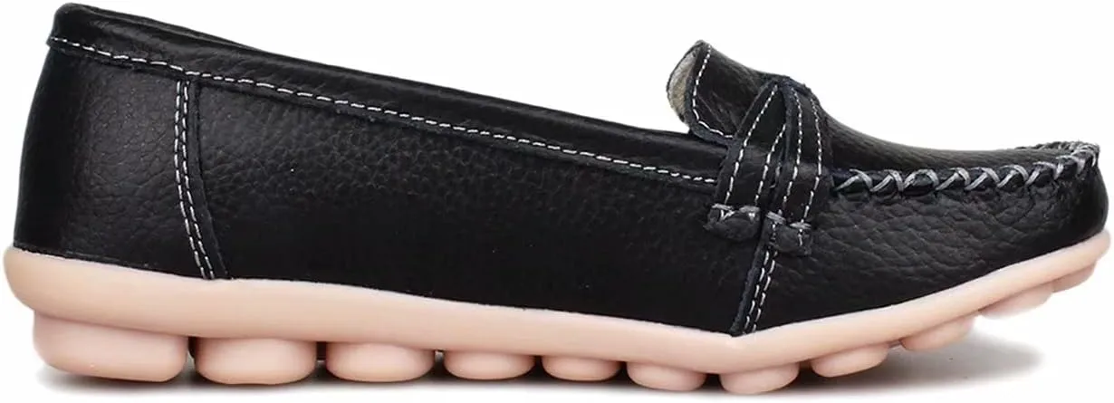 Women's Leather Loafers Moccasin Shoes Slip On