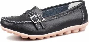Women's Leather Loafers Moccasin Shoes Slip On
