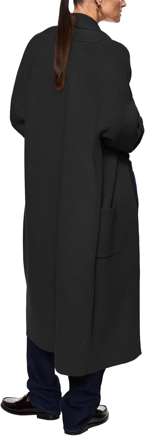 Womens Long Sleeve Maxi Cardigan Open Front Oversized Knitted Sweater Coat Casual Lapel Warm Overcoat with Pockets