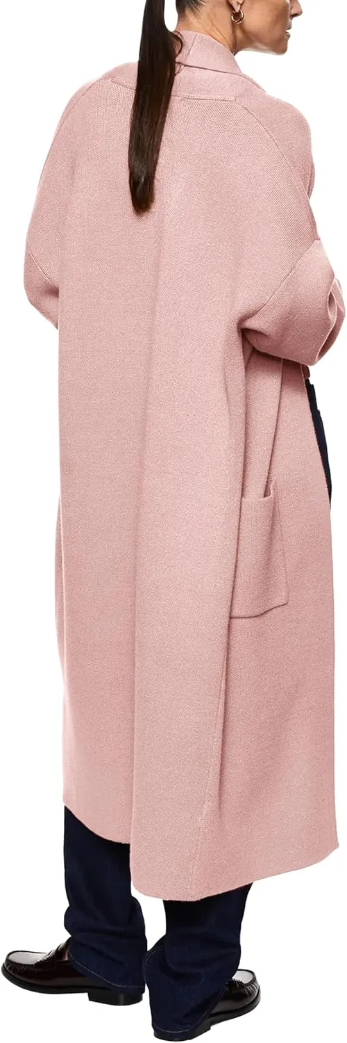 Womens Long Sleeve Maxi Cardigan Open Front Oversized Knitted Sweater Coat Casual Lapel Warm Overcoat with Pockets