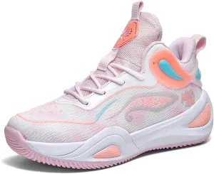 Womens Mens Basketball Shoes Fashion Breathable Athletic Sneakers Lightweight Non Slip Outdoor Sport Volleyball Shoe Pink Size 8
