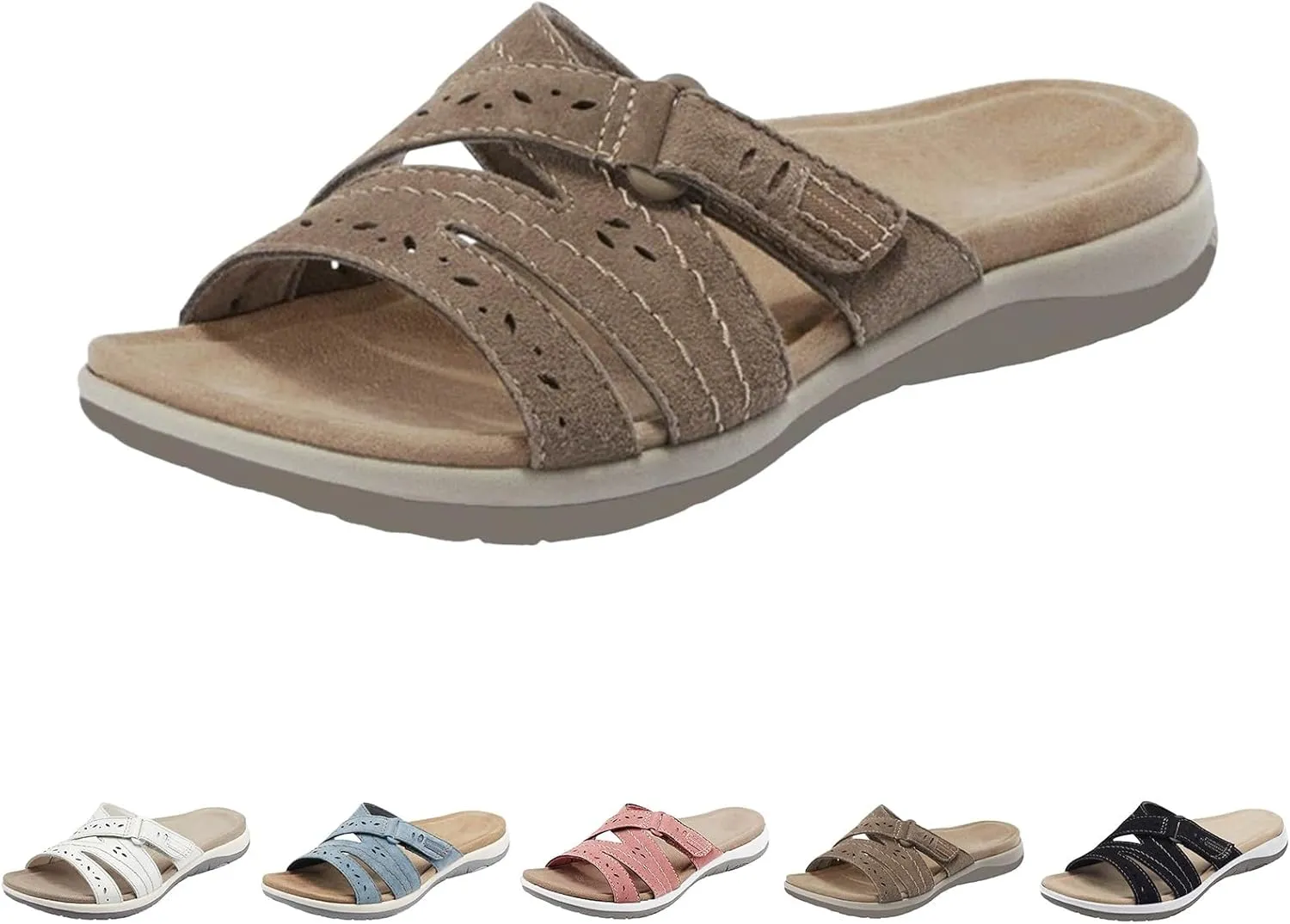 Womens Mesh Orthotic Sandals Comfy Fit Soft Sole Arch Corrective Sandals Summer Walking Flat Slides Open Toe Beach Slippers