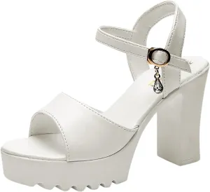 Women's Open Toe Ankle Buckle Heeled Sandals Strappy Ankle Strap Dress Party Shoes Temperament Banquet Shoes