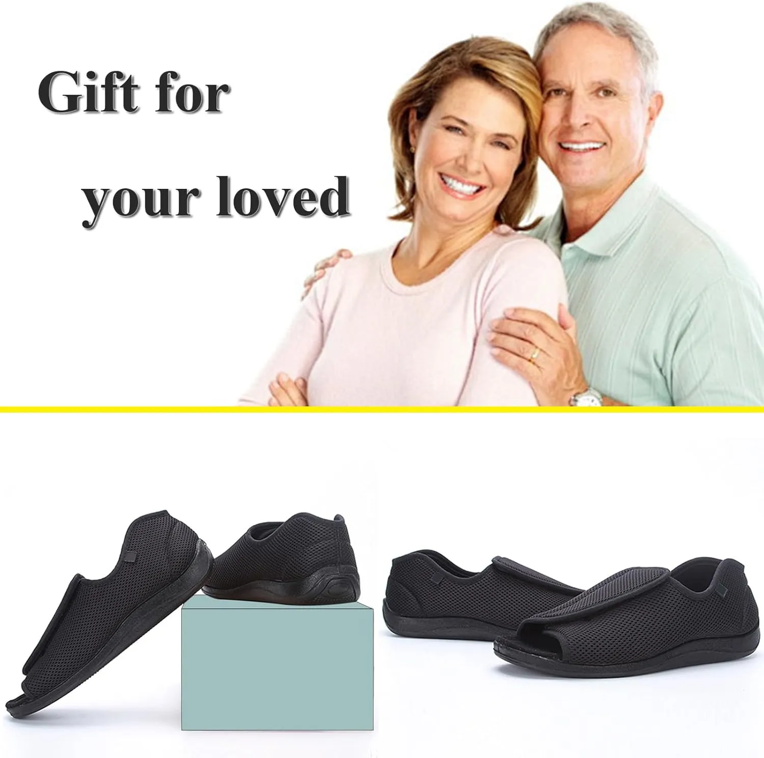 Women's Open Toe Diabetic Sandals, Adjustable Comfortable Lightweight Men Sandals, Sandals for Elderly Swollen Feet Indoor Outdoor