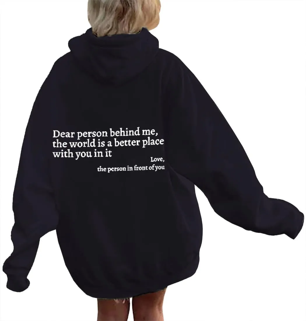 Womens Oversized You Are Enough Hoodie Dear Person Behind Me Sweatshirt Personalized Hoodie Loose Trendy Pullover