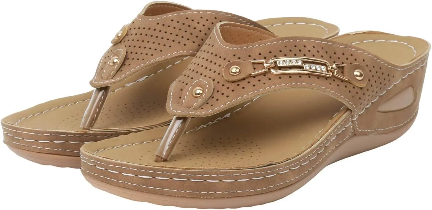 Womens Sandals Comfortable Breathable Mesh Hollow Sports Sandals Non-Slip 2025 Women’s Wedge Orthopedic Flip-Flops