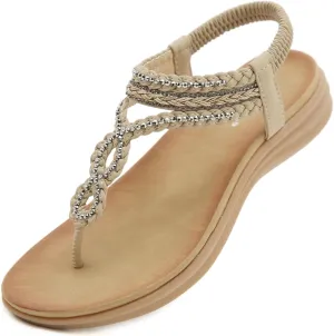 Womens Sandals Comfortable Dressy with Elastic Ankle Strap