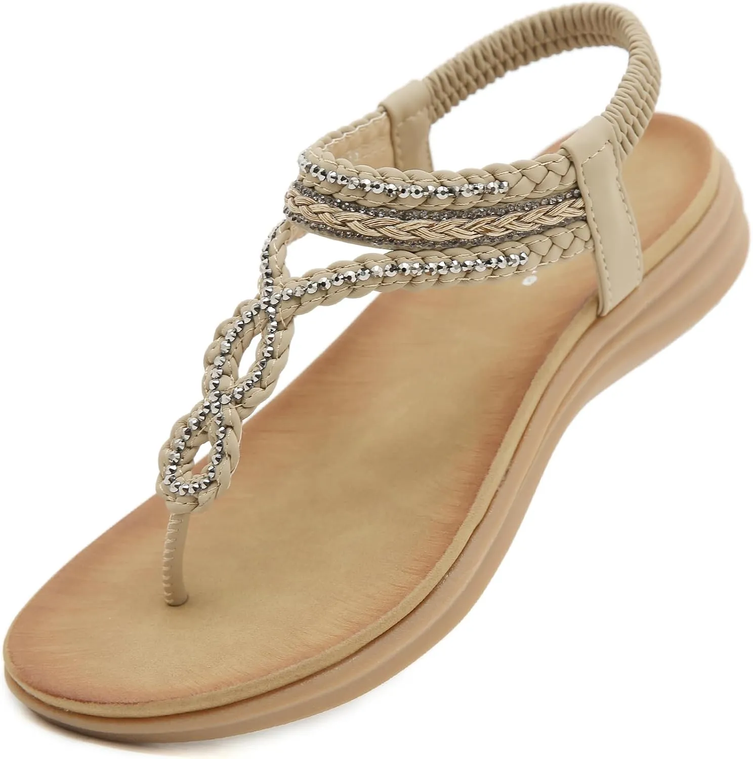 Womens Sandals Comfortable Dressy with Elastic Ankle Strap