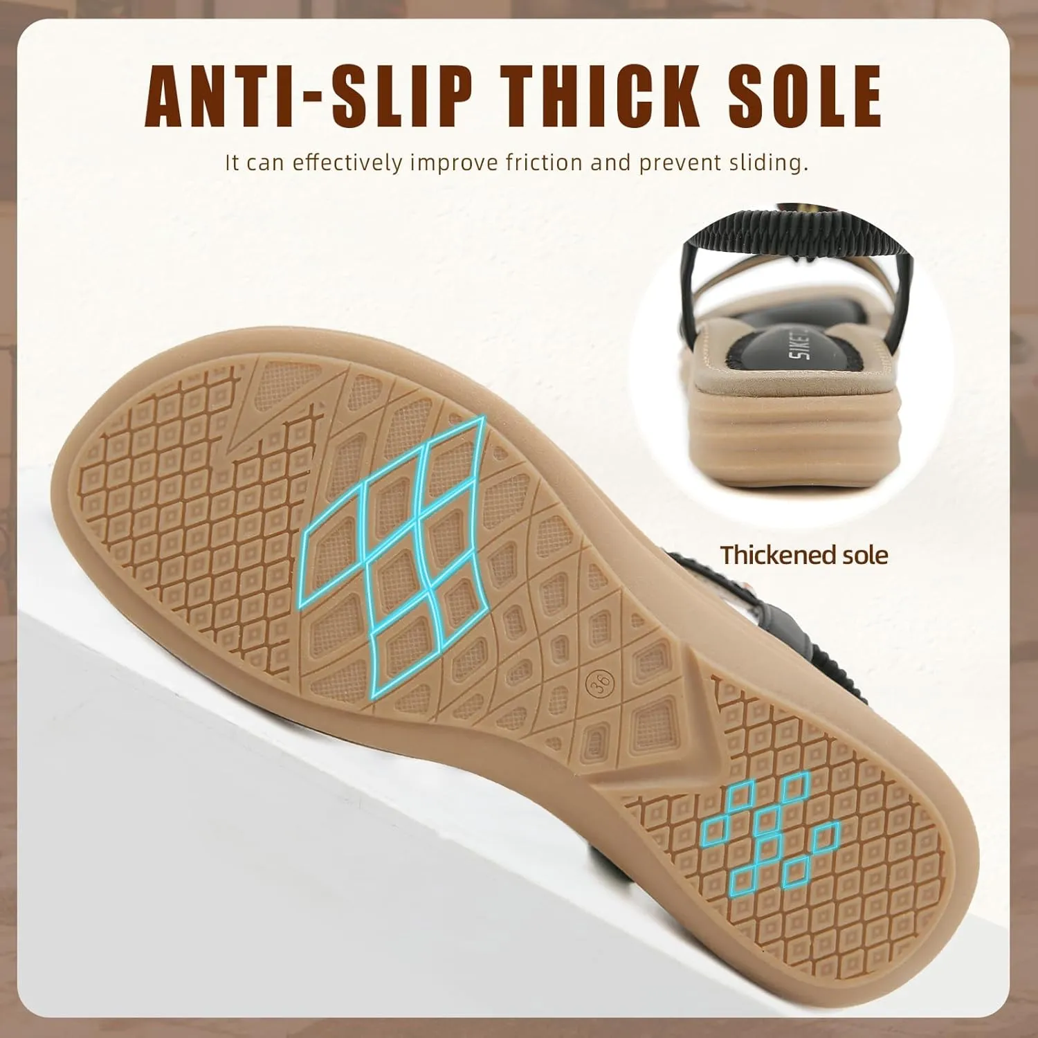 Womens Sandals Comfortable Dressy with Elastic Ankle Strap