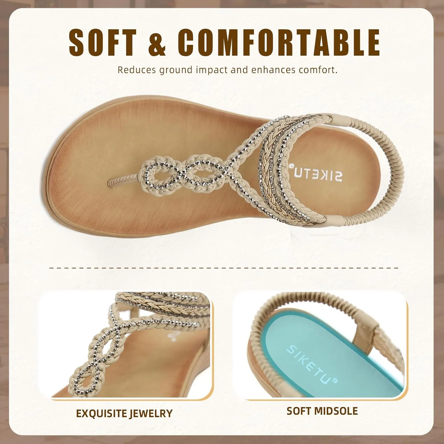 Womens Sandals Comfortable Dressy with Elastic Ankle Strap