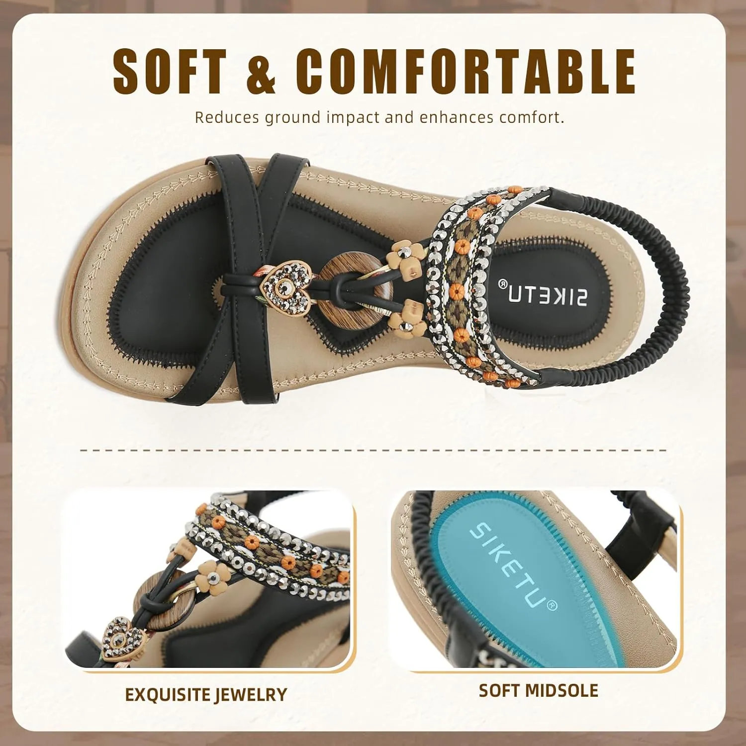 Womens Sandals Comfortable Dressy with Elastic Ankle Strap