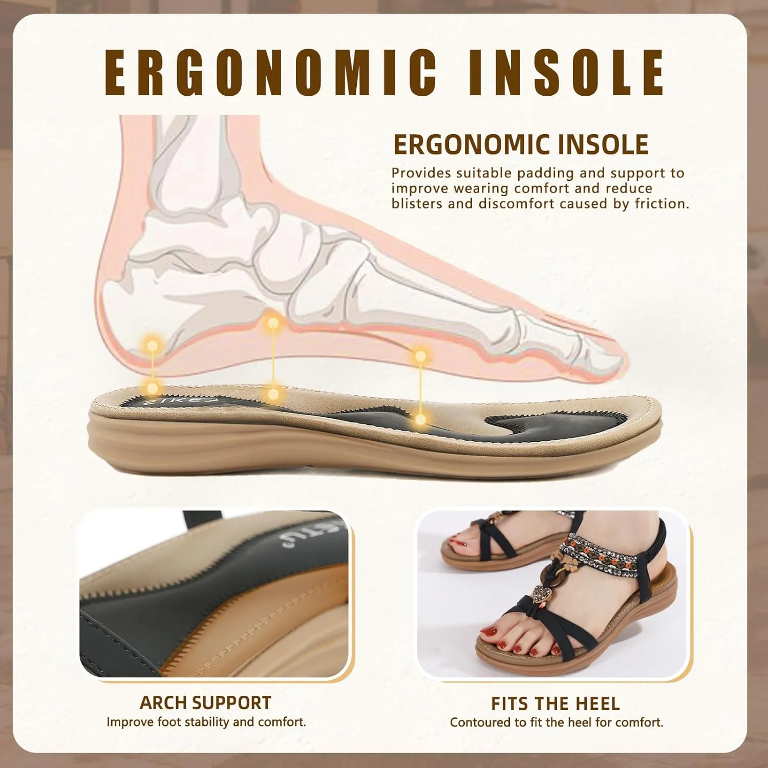 Womens Sandals Comfortable Dressy with Elastic Ankle Strap