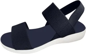 Women's Sandals Elastic Strap Summer Comfort Open Toe Slides Anti-Slip Lightweight Flat Wedge Sandal Platform Wedges Slingback Ankle Low Walking Comfortable Slip On Casual Shoes Platfor Slippers