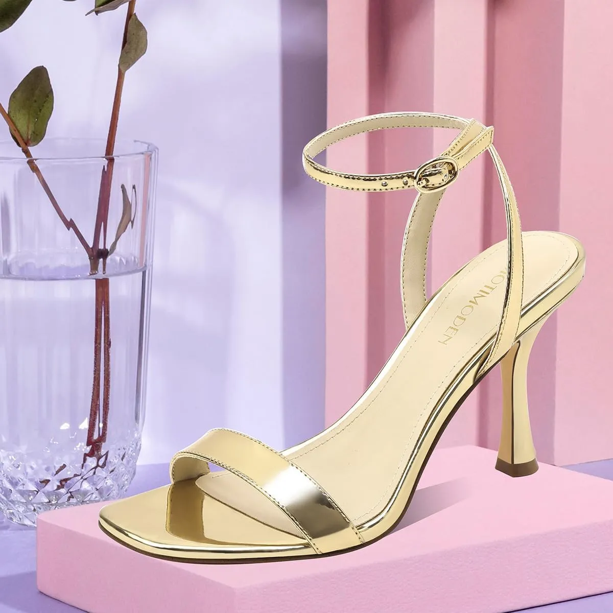 Women's Sandals Open Square Toe Sandals Ankle Strap High Kitten Heels Stilettos Square Open Toe Dressy Sexy Shoes for Women Chic Heeled Sandals