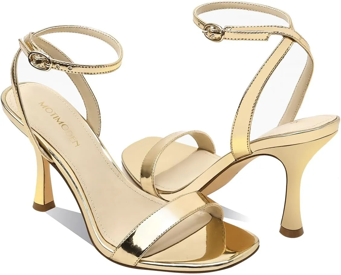 Women's Sandals Open Square Toe Sandals Ankle Strap High Kitten Heels Stilettos Square Open Toe Dressy Sexy Shoes for Women Chic Heeled Sandals