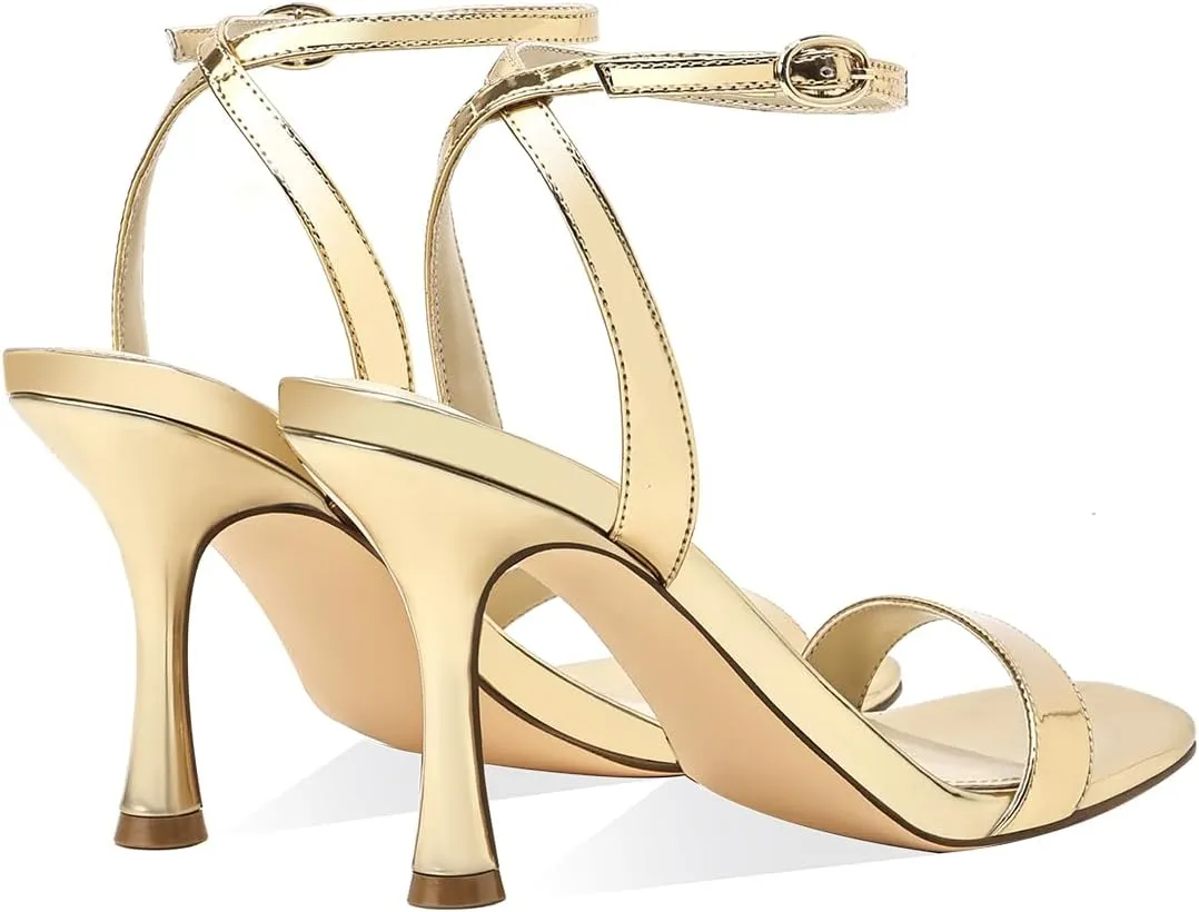 Women's Sandals Open Square Toe Sandals Ankle Strap High Kitten Heels Stilettos Square Open Toe Dressy Sexy Shoes for Women Chic Heeled Sandals
