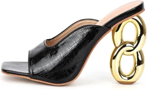 Women’s Sexy Open Toe High Chunky Heel Sandals Slip On Comfortable for Evening Party Walk Casual Summer Dress Pumps Shoes