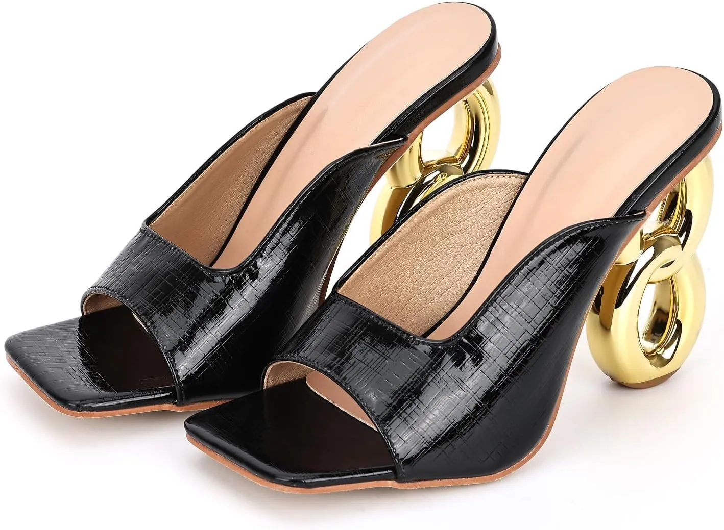 Women’s Sexy Open Toe High Chunky Heel Sandals Slip On Comfortable for Evening Party Walk Casual Summer Dress Pumps Shoes