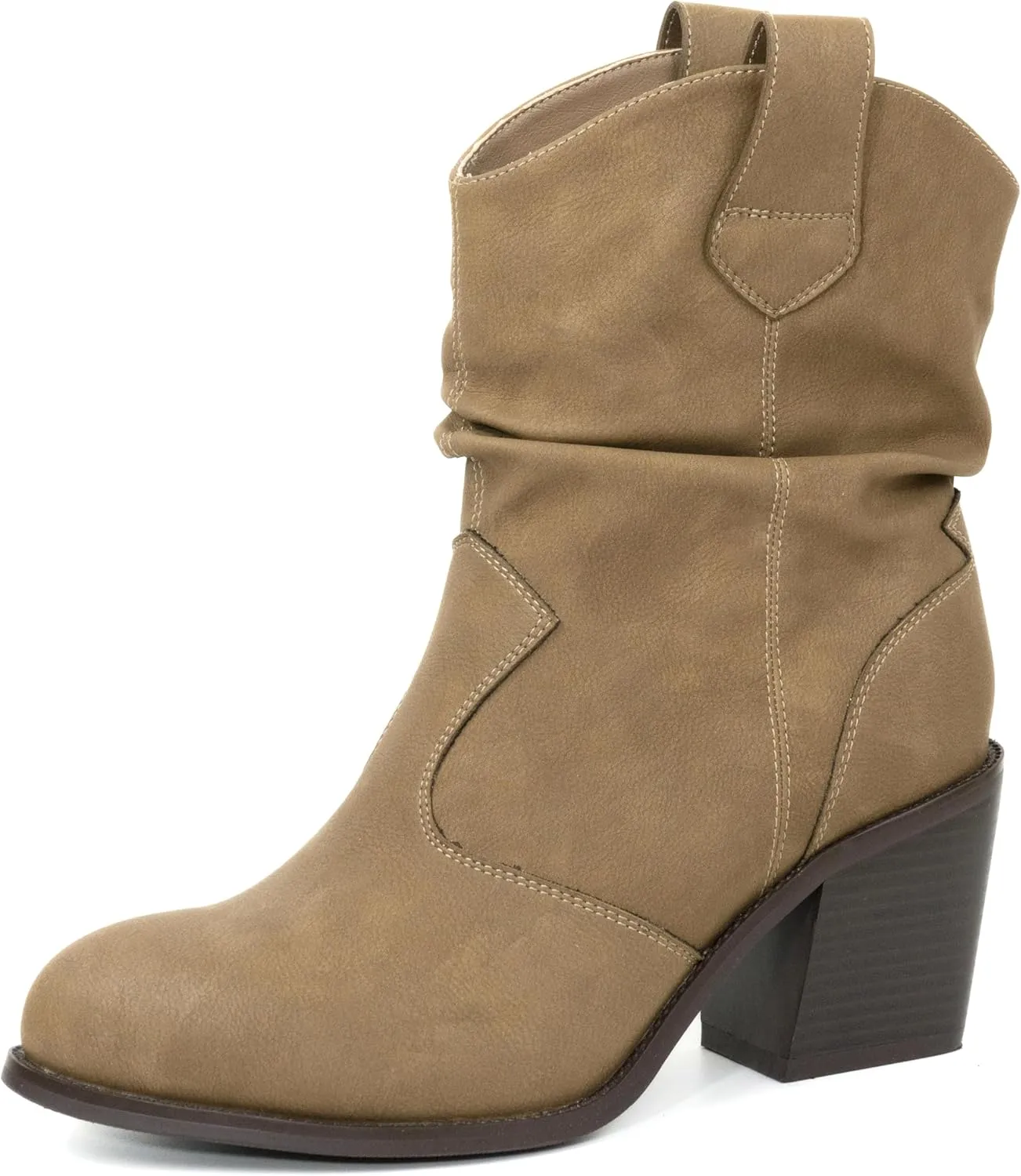 Women's Short Cowboy Boots, Wide-Calf Western Boots with Low Chunky Heel, Ankle Cowgirl Boots Dress Country Concert