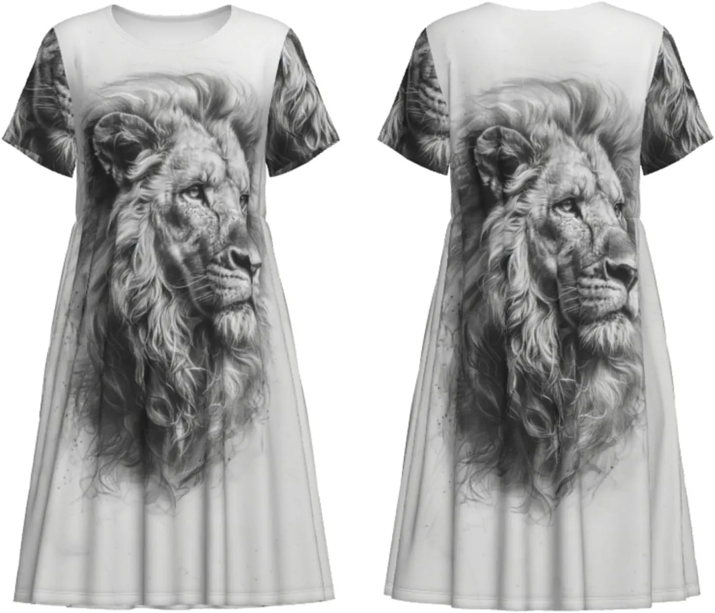 Women's Short Sleeve Round Neck marbling Print A-Line Summer Casual Dress with Pockets,
