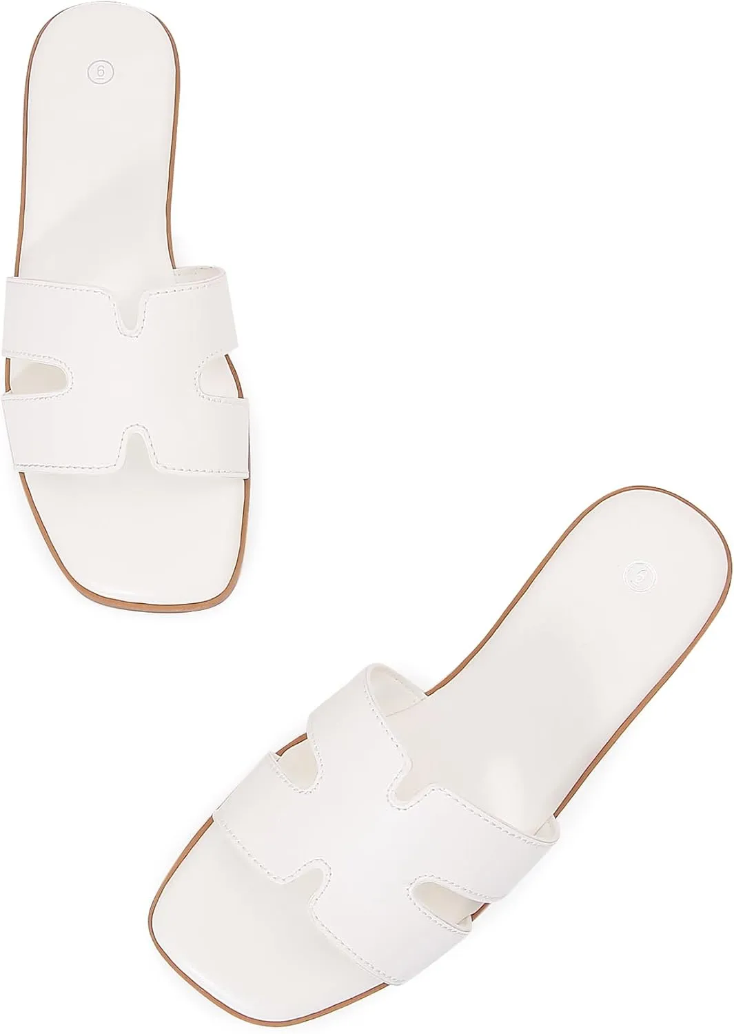 Women's Slide Sandals Comfortable Flat Slip On Leather Sandals