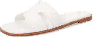 Women's Slide Sandals Comfortable Flat Slip On Leather Sandals