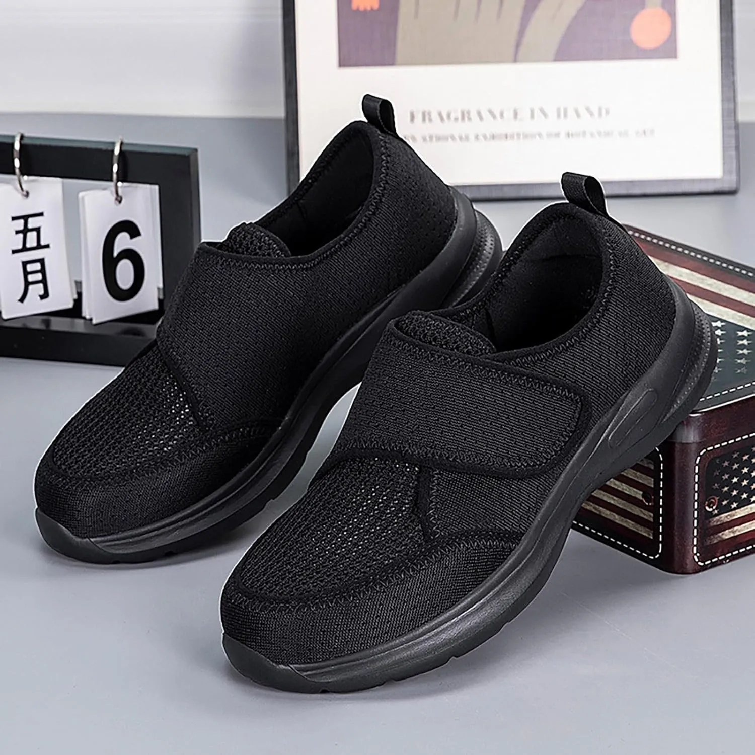 Women's Soft Orthopedic Shoes Breathable Woven Go Walking Slip On Foam Shoes Arch Support Hands Plaid Casual Shoes Men