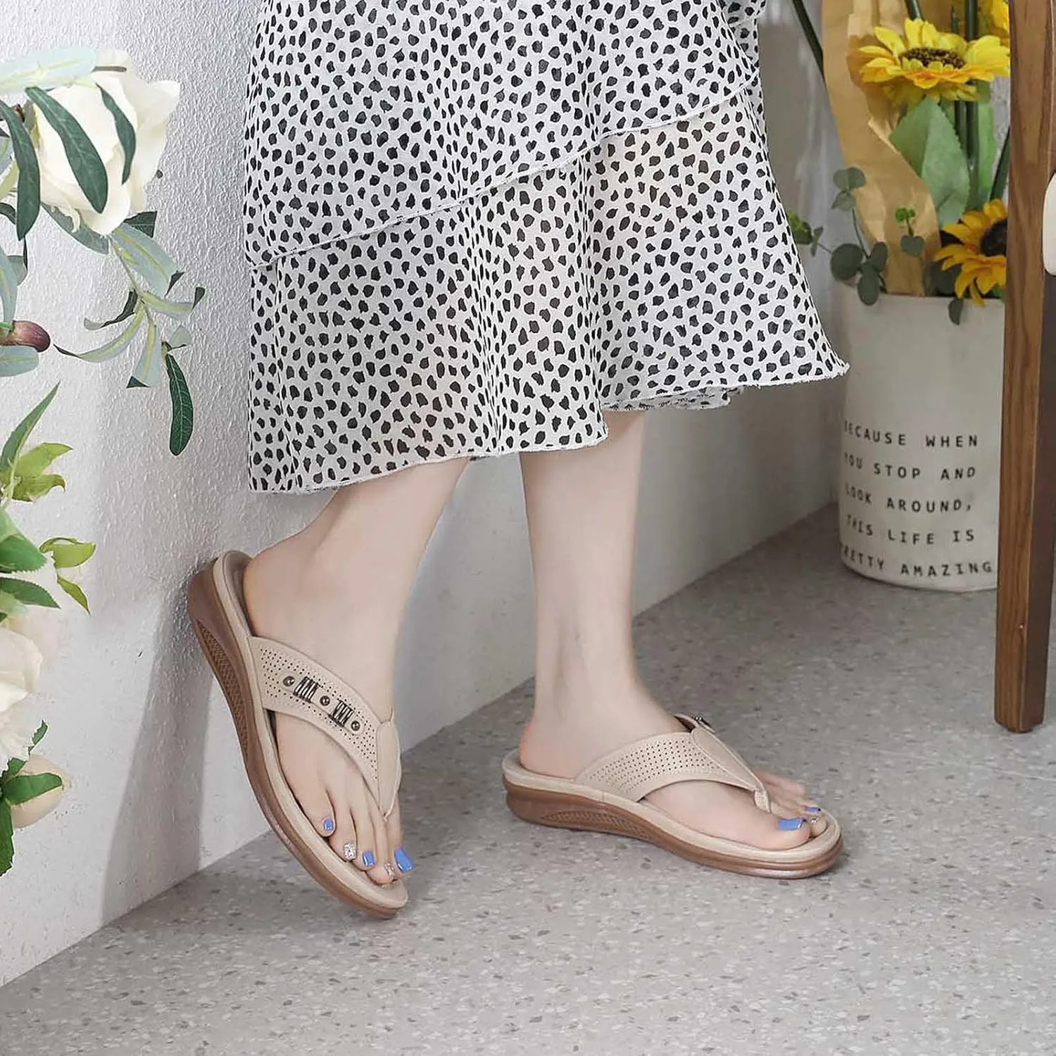 Women's Summer European And Fashion Flip Flops Casual Comfortable Sandals Lightweight Retro Animal Print Sandals Women